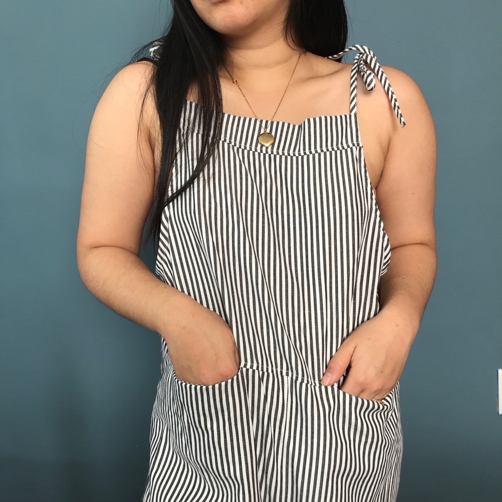 ☀️ Railroad Stripe Playsuit with Pockets
